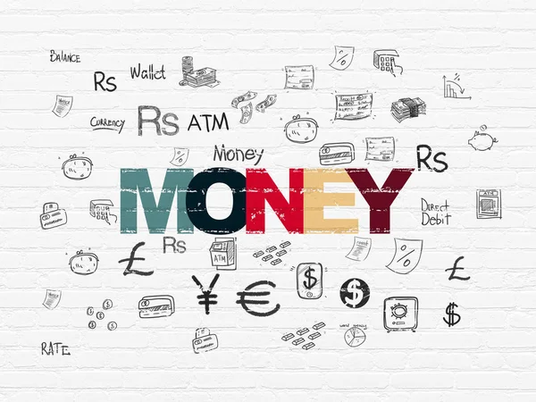 Koncepcja pieniądza: pieniądze na tle ściany — Zdjęcie stockowe