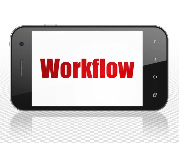 Business concept: Smartphone with Workflow on display — Stock Photo, Image