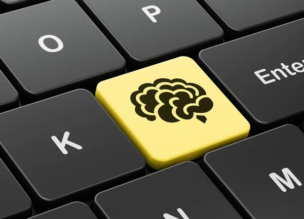医学概念： 大脑计算机键盘背景 — 图库照片
