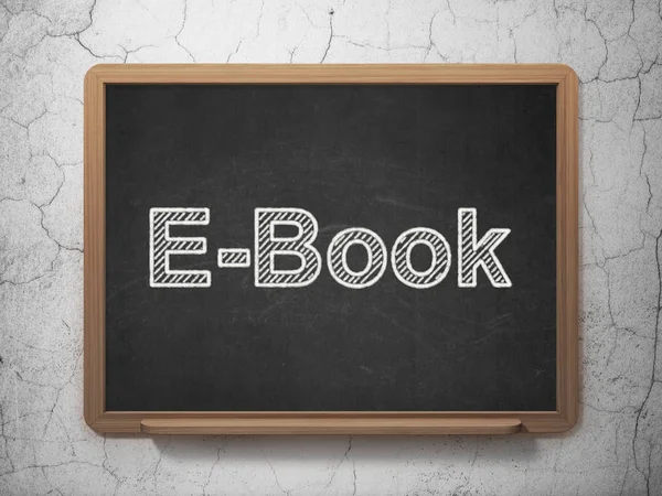 Conceito de aprendizagem: E-Book on chalkboard background — Fotografia de Stock