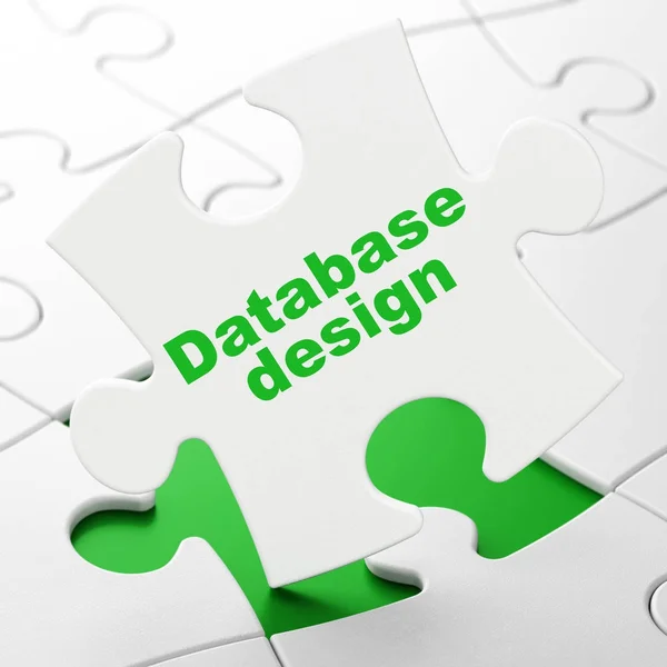 Concepto de programación: Diseño de base de datos sobre fondo de rompecabezas —  Fotos de Stock