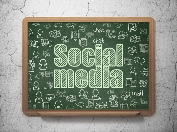 Concetto di social network: Social Media sul background del consiglio scolastico — Foto Stock
