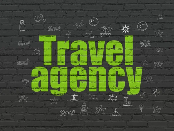Vacation concept: Travel Agency on wall background