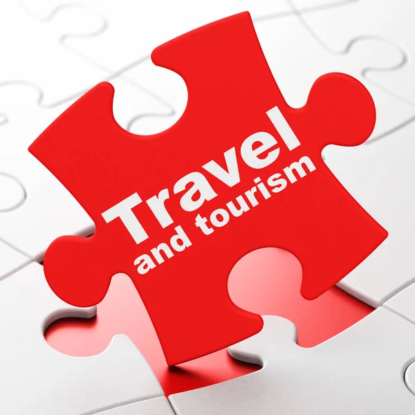Koncepcja podróży: Podróże i Turystyka na tle puzzle — Zdjęcie stockowe
