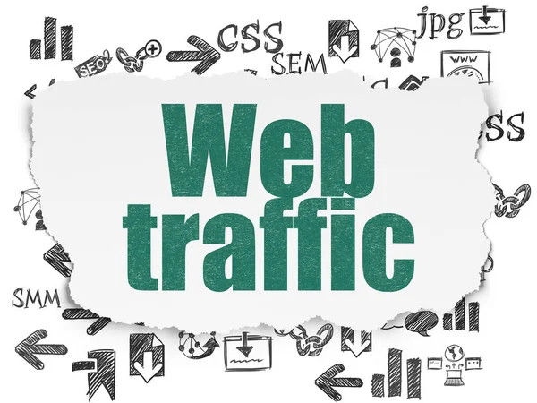 Concetto di Web design: traffico Web su sfondo carta strappata — Foto Stock