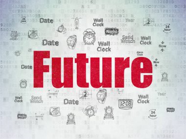 Zaman kavramı: dijital veri kağıt arka plan üzerinde gelecek