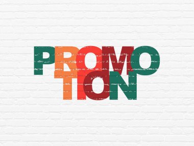 pazarlama kavramı: promosyon duvar zemin üzerine