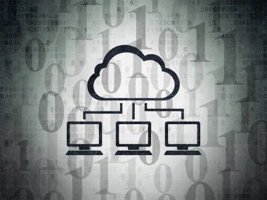 Bulut bilgi işlem kavramı: dijital veri kağıt arka plan bulut ağda