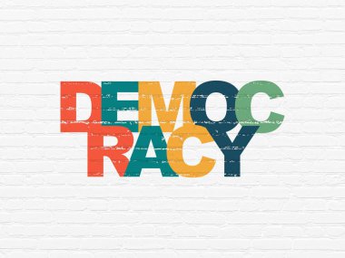 Politika kavramı: demokrasi duvar arka plan üzerinde