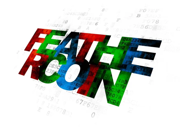 Концепція блокчейн: Feathercoin на цифровому тлі — стокове фото
