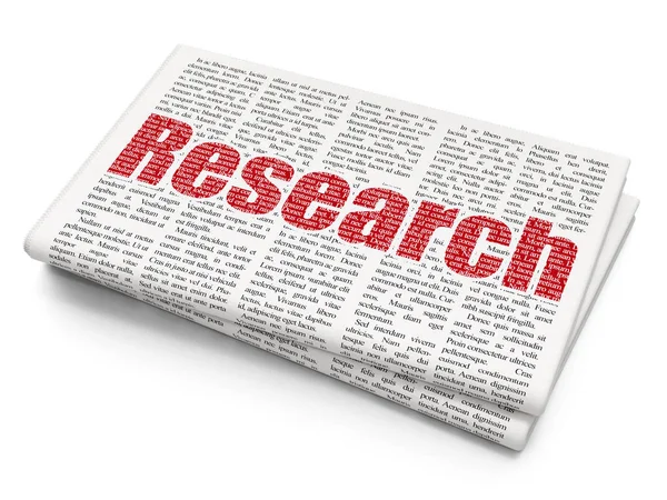 Marketing concept: Research on Newspaper background — Stock Photo, Image