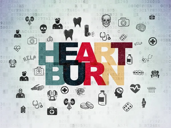 Health concept: Heartburn on Digital Data Paper background — Stock Photo, Image