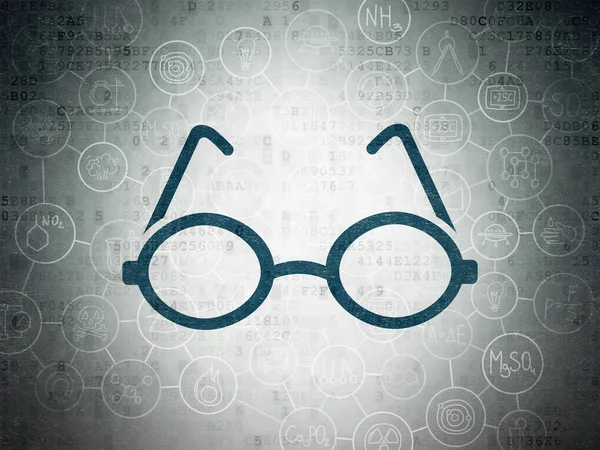 과학 개념: 디지털 데이터 종이 배경 안경 — 스톡 사진