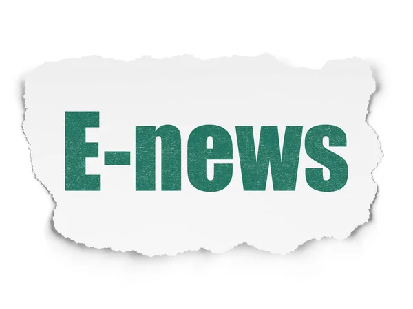 Hírek koncepció: E-news szakadt papír alapon — Stock Fotó