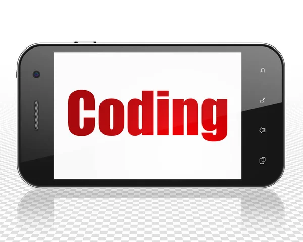 Concepto de software: Smartphone con codificación en pantalla — Foto de Stock