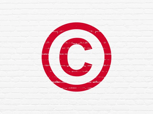 Rechtskonzept: Urheberrecht auf Wandhintergrund — Stockfoto