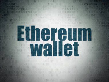 Cryptocurrency kavramı: dijital veri kağıt arka plan Ethereum cüzdan
