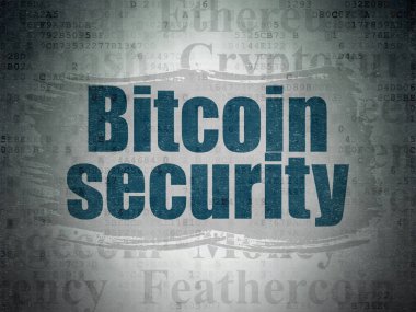 Cryptocurrency kavramı: Bitcoin güvenlik dijital veri kağıt arka plan üzerinde