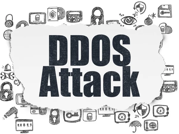 Sicherheitskonzept: DOS-Angriff auf zerrissenen Papierhintergrund — Stockfoto