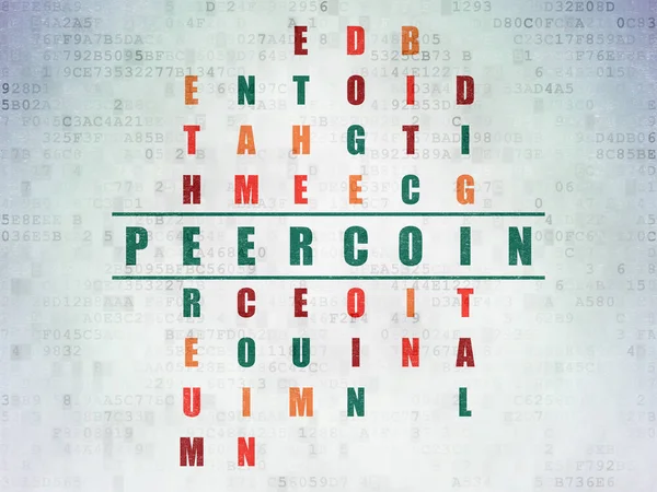 Conceito de criptomoeda: Peercoin em quebra-cabeça de palavras cruzadas — Fotografia de Stock