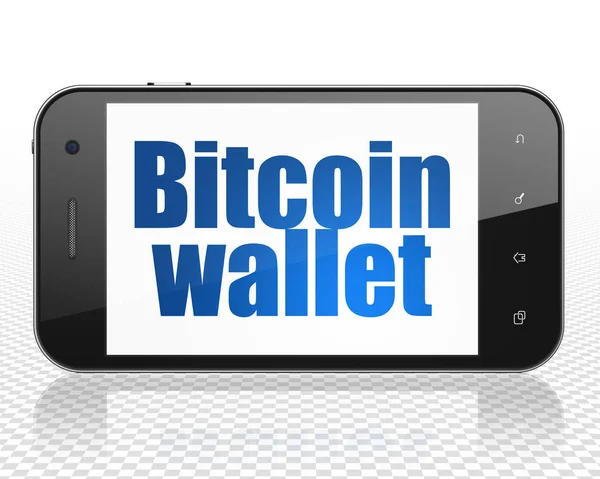 Concepto criptomoneda: Smartphone con Bitcoin Monedero en pantalla — Foto de Stock