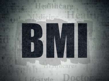 Tıp kavramı: BMI dijital veri kağıt arka plan üzerinde