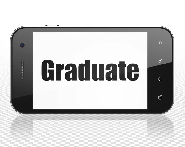 Oktatási koncepció: okostelefon, diplomás, a kijelzőn — Stock Fotó