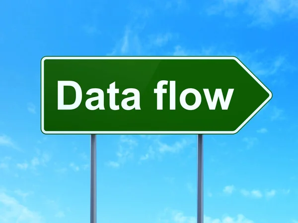Conceito de dados: fluxo de dados no fundo do sinal de estrada — Fotografia de Stock
