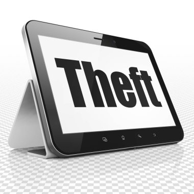 Emniyet konsepti: hırsızlık ekranda Tablet bilgisayarınızla