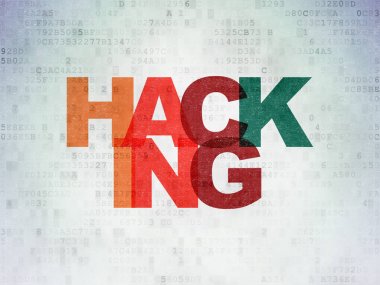 Gizlilik kavramı: dijital veri kağıt arka plan üzerinde Hacking