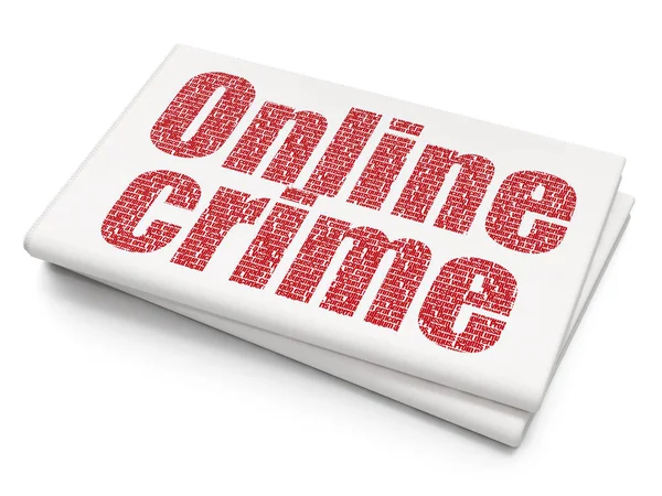 Conceito de proteção: Crime Online em fundo de jornal em branco — Fotografia de Stock