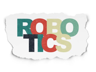 Bilim konsepti: Yırtık Kağıt zemininde robotik