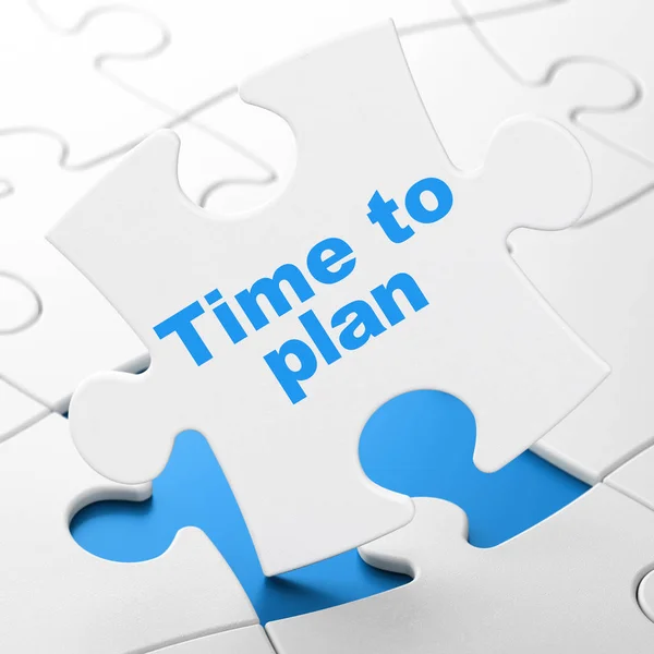 Concept van de tijd: tijd om Plan op puzzel achtergrond — Stockfoto