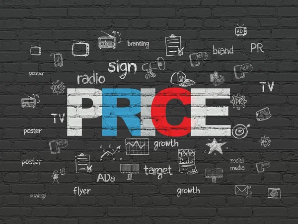 Conceito de marketing: Preço no fundo da parede — Fotografia de Stock