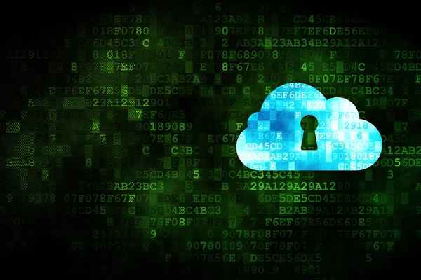 Cloud-teknik konceptet: Cloud med nyckelhålet på digital bakgrund — Stockfoto