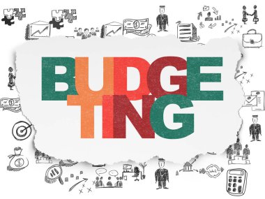 Ekonomi kavramı: yırtık kağıt arka plan üzerinde bütçeleme