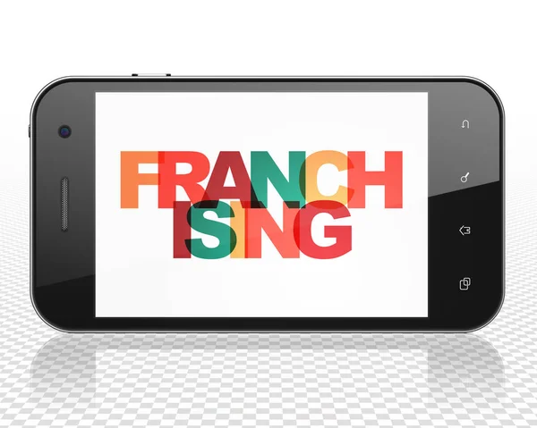 Concepto financiero: Smartphone con franquicia en pantalla —  Fotos de Stock