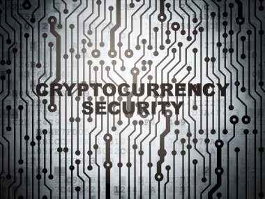Cryptocurrency kavramı: devre kartı ile Cryptocurrency güvenlik