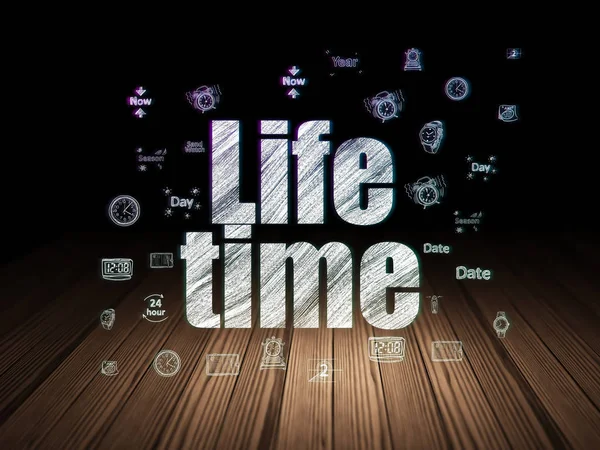 Time concept: Life Time in grunge dark room — Stock Photo, Image