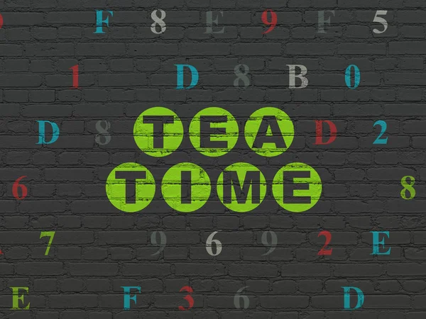 Timeline concept: Tea Time on wall background — Stock Photo, Image