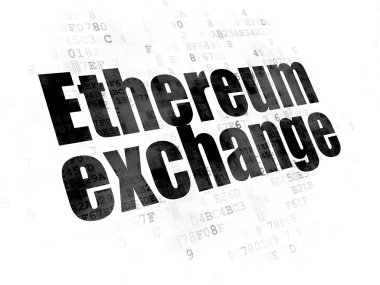 Blockchain kavramı: Ethereum Exchange dijital arka plan üzerinde