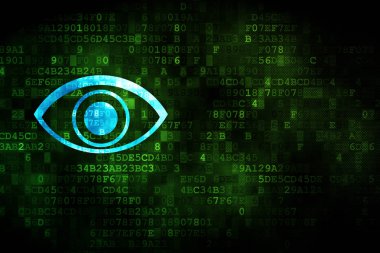 Emniyet konsepti: dijital arka plan üzerinde göz