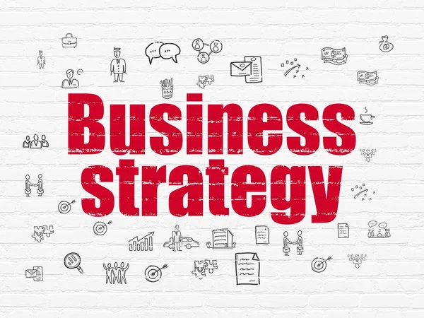 Conceito de negócio: Estratégia de negócios no fundo da parede — Fotografia de Stock