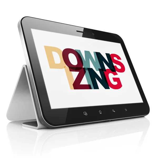 Concepto de negocio: Tablet Computer con Downsizing en pantalla —  Fotos de Stock
