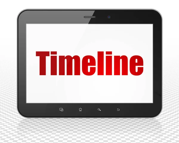 Concetto di tempo: Tablet PC Computer con timeline sul display — Foto Stock