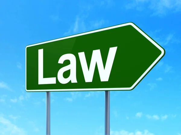 Law concept: Law on road sign background — Stock Photo, Image