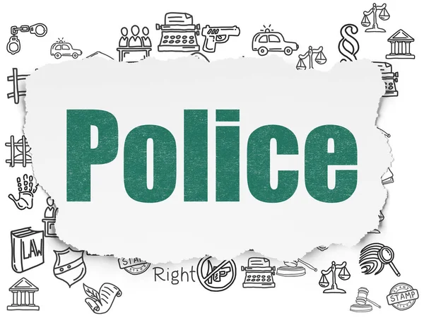 Concepto de ley: Policía sobre fondo de papel desgarrado —  Fotos de Stock