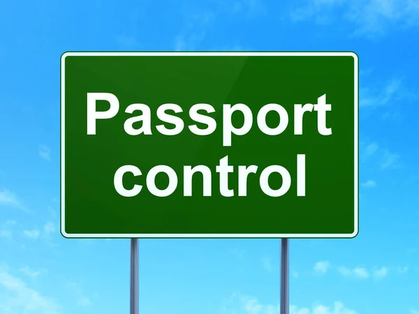 Vacation concept: Passport Control on road sign background — Stock Photo, Image