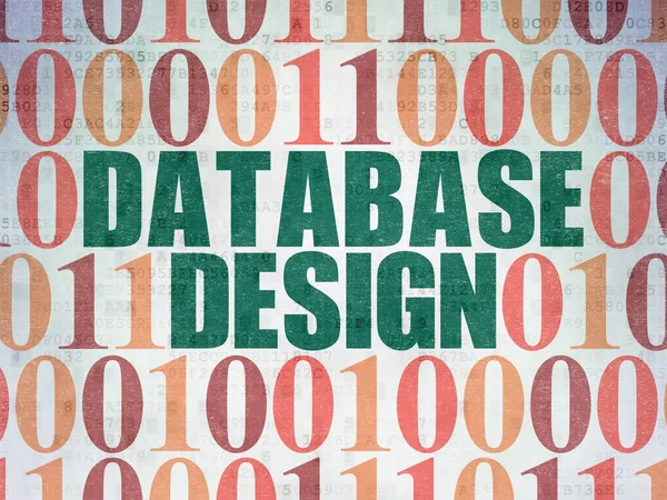 Konsep perangkat lunak: Desain basis data pada latar belakang kertas data digital — Stok Foto