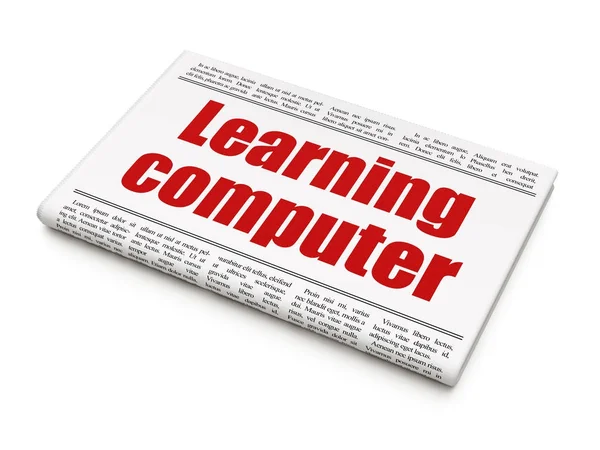 Concepto de estudio: titular del periódico Learning Computer —  Fotos de Stock